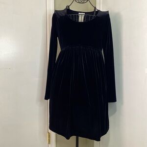Steena Women’s Black Velvet Dress Size S Long Sleeve Fit & Flare Knee Length